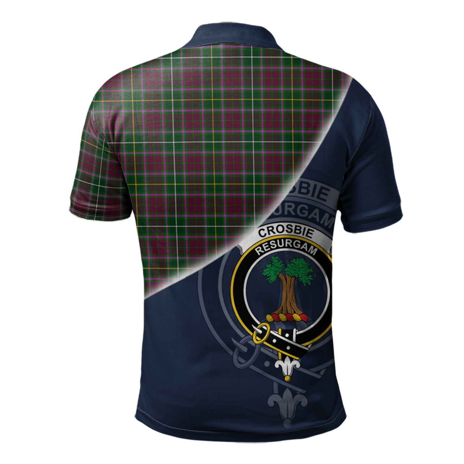 Crosbie Clan Scotland Golf Polo, Tartan Mens Polo Shirts with Scottish Flag Half Style K23