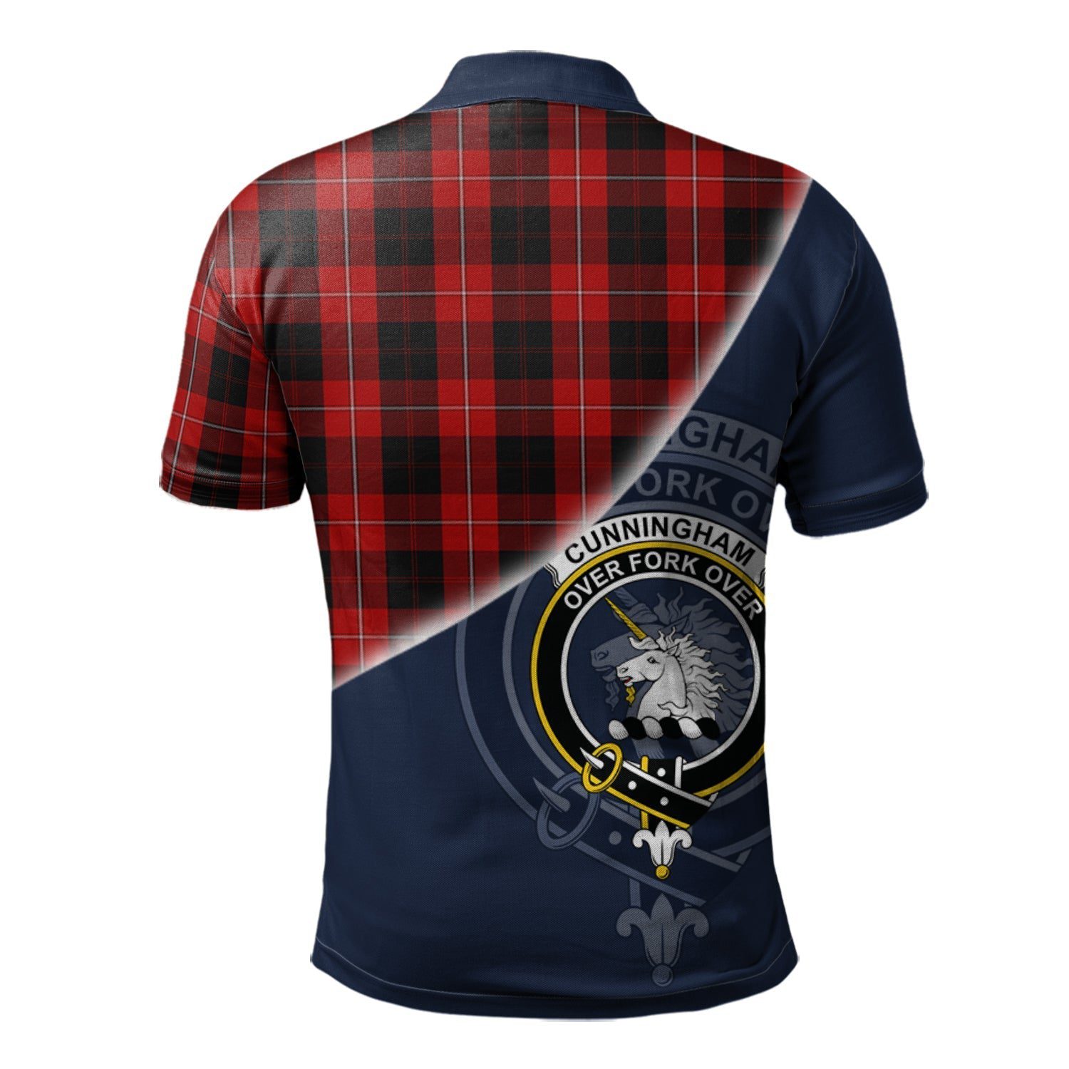Cunningham Clan Scotland Golf Polo, Tartan Mens Polo Shirts with Scottish Flag Half Style K23