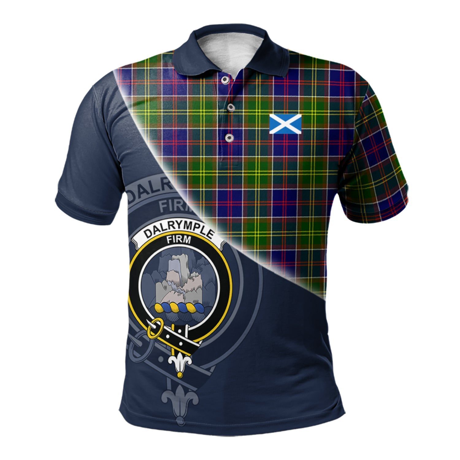 Dalrymple Clan Scotland Golf Polo, Tartan Mens Polo Shirts with Scottish Flag Half Style K23
