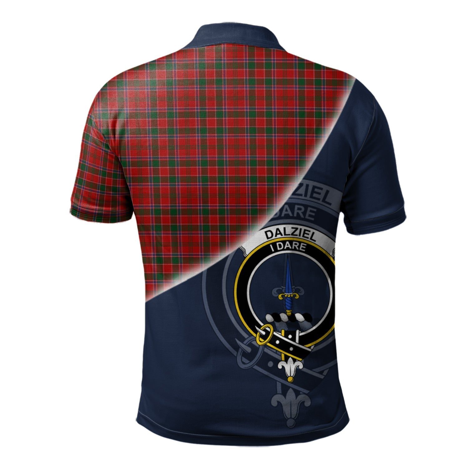 Dalziel Clan Scotland Golf Polo, Tartan Mens Polo Shirts with Scottish Flag Half Style K23