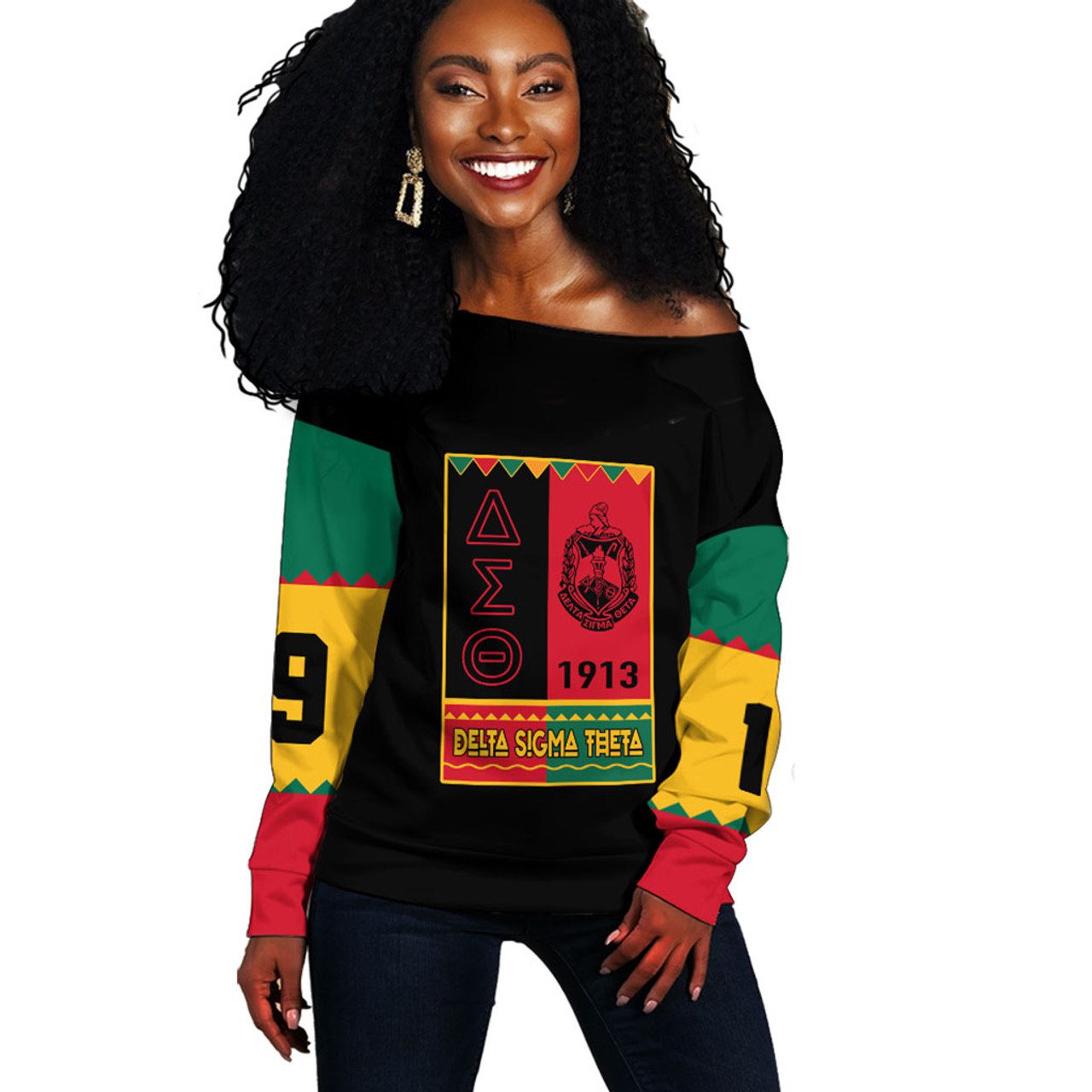 Delta Sigma Theta Off Shoulder Sweatshirt Black History Month