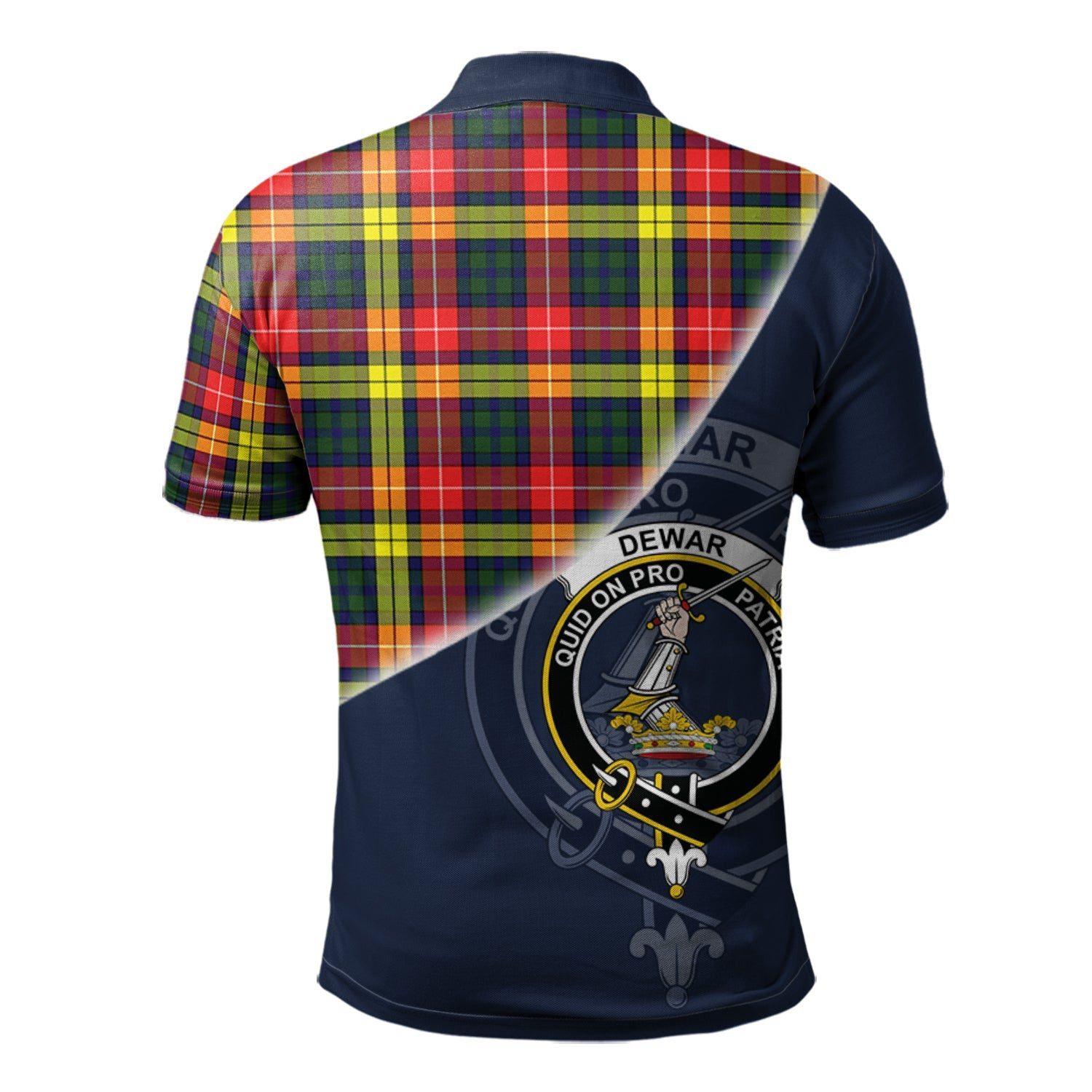 Dewar Clan Scotland Golf Polo, Tartan Mens Polo Shirts with Scottish Flag Half Style K23