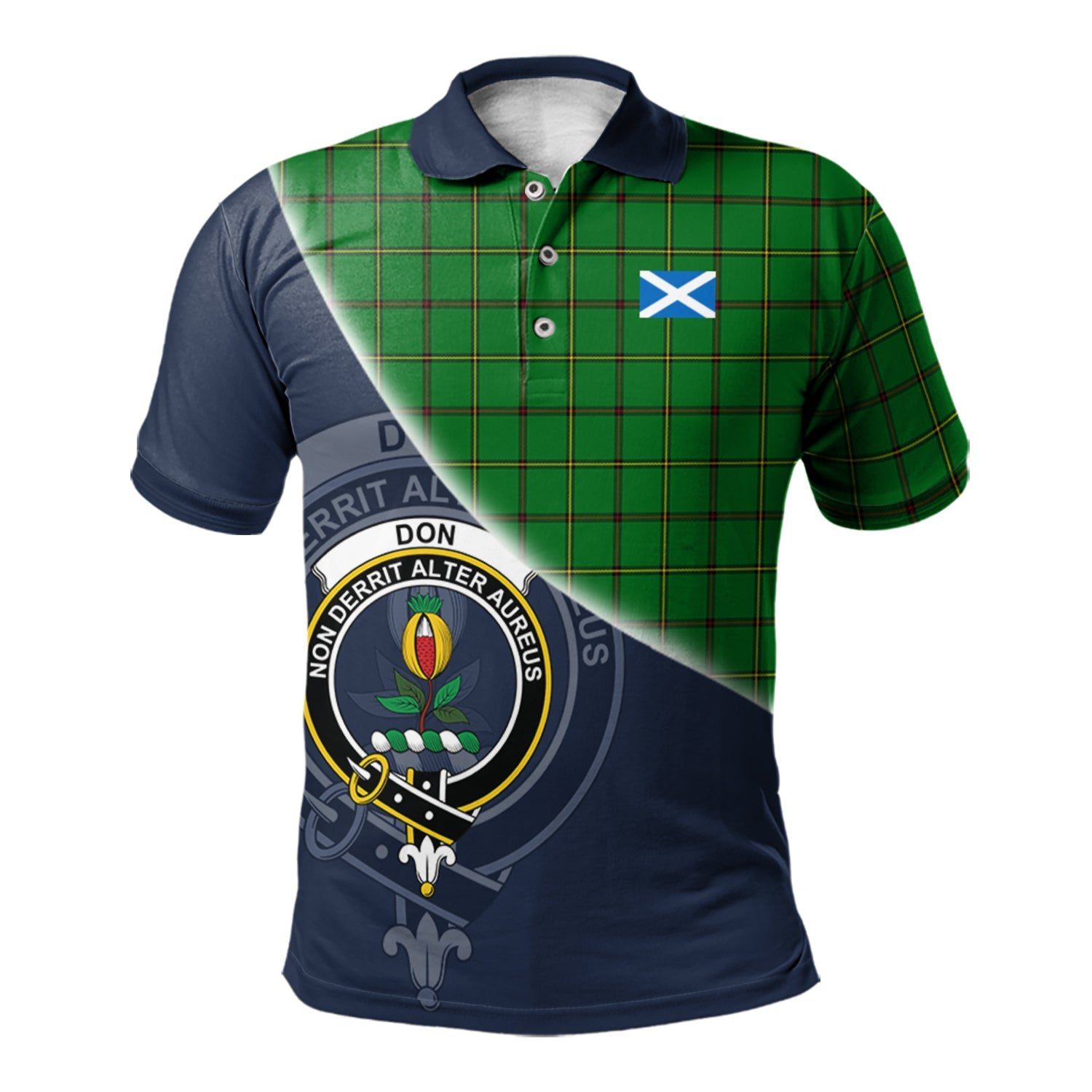 Don Clan Scotland Golf Polo, Tartan Mens Polo Shirts with Scottish Flag Half Style K23