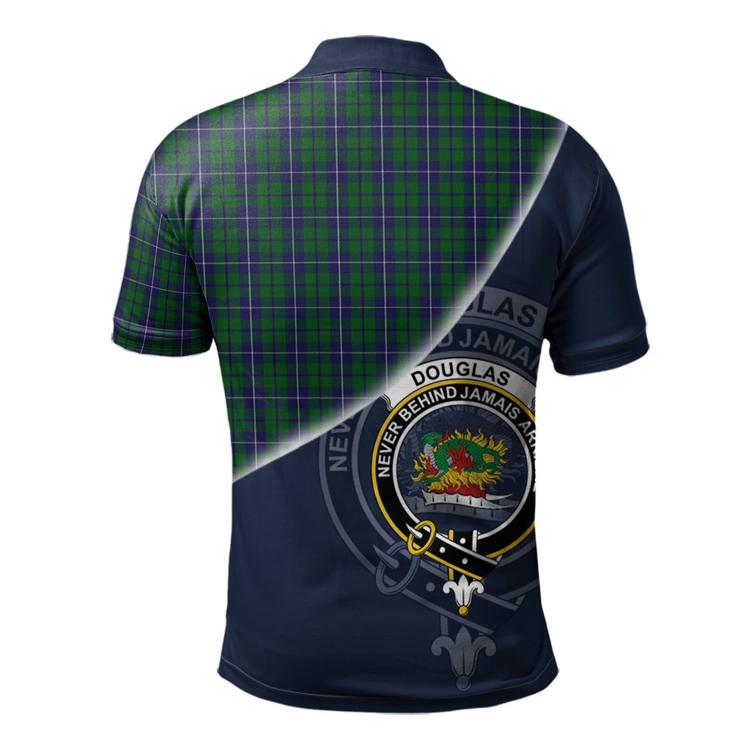 Douglas Green Clan Scotland Golf Polo, Tartan Mens Polo Shirts with Scottish Flag Half Style K23