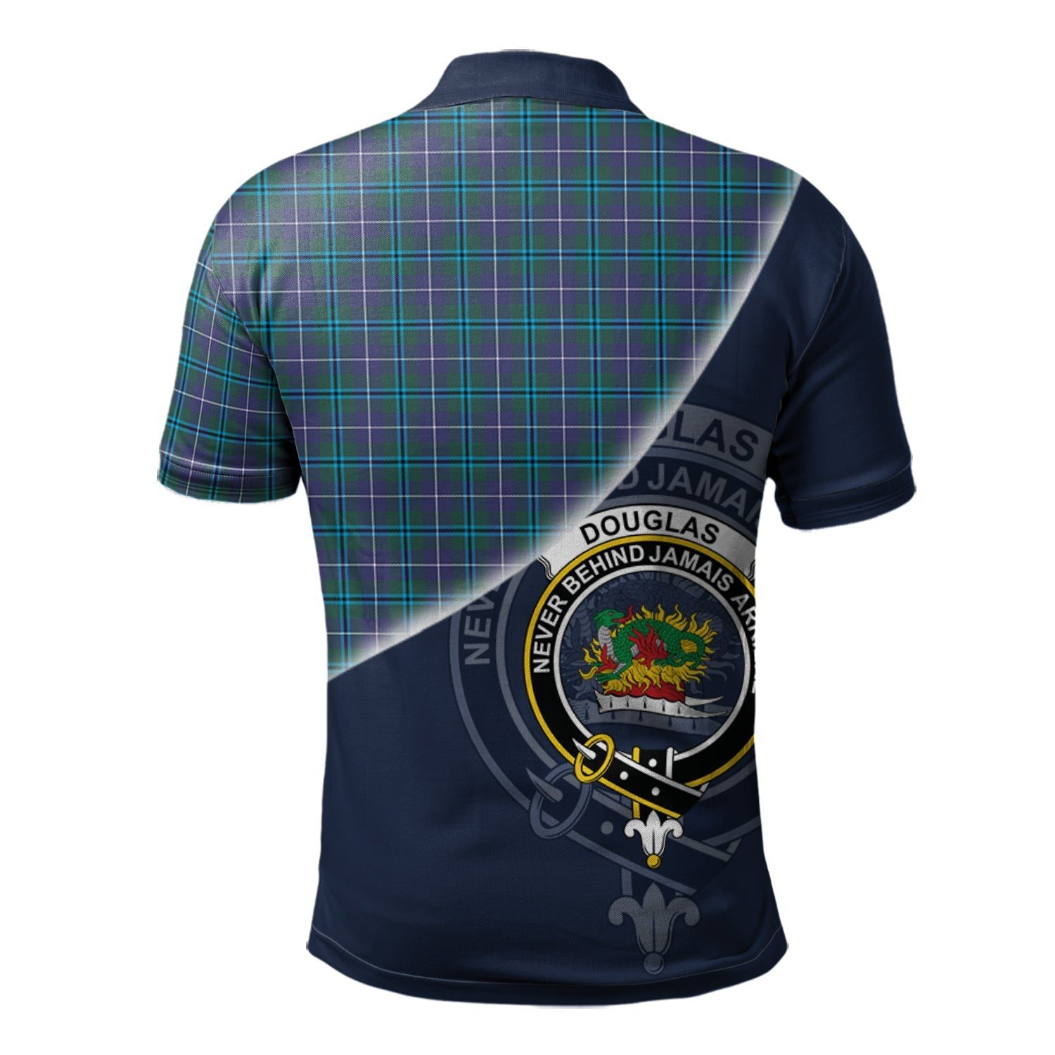 Douglas Modern Clan Scotland Golf Polo, Tartan Mens Polo Shirts with Scottish Flag Half Style K23