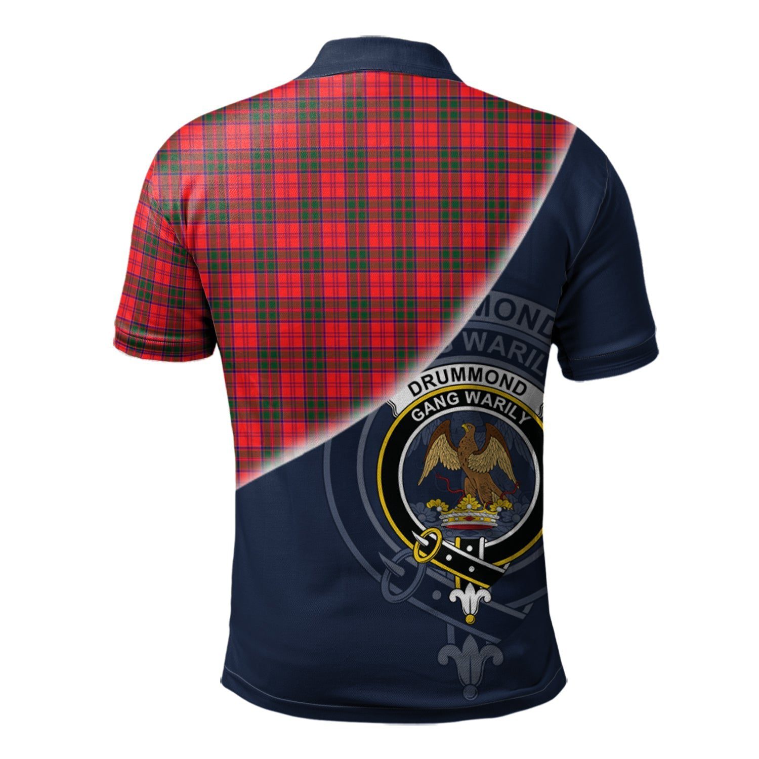 Drummond Modern Clan Scotland Golf Polo, Tartan Mens Polo Shirts with Scottish Flag Half Style K23