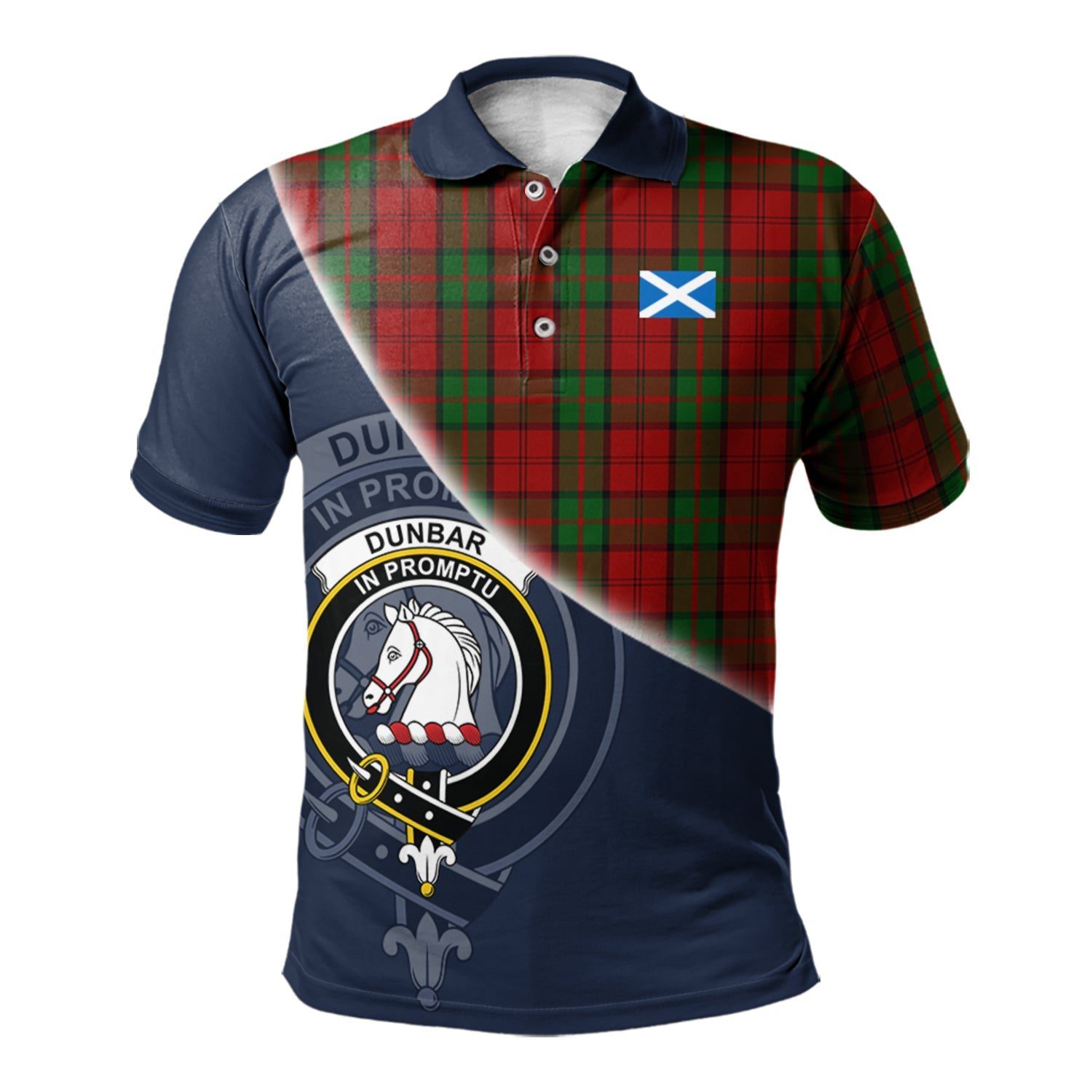 Dunbar Clan Scotland Golf Polo, Tartan Mens Polo Shirts with Scottish Flag Half Style K23