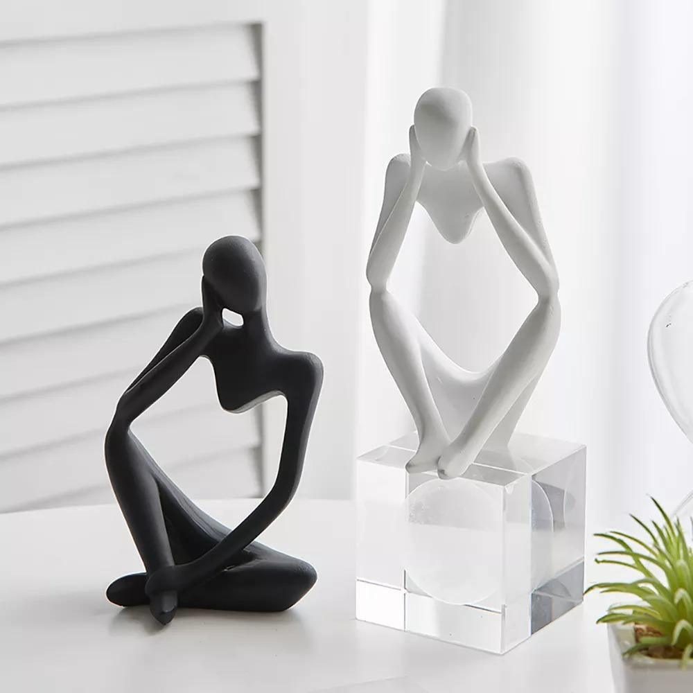 Thinker Statue Abstract Figure Sculpture Small Ornaments Resin Statue Home Crafts Home Decoration Modern Figurines For Interior NTD