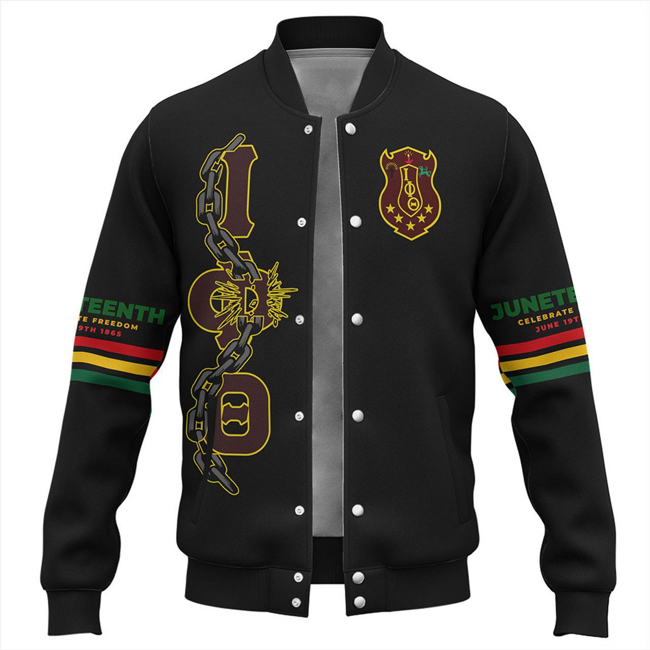 Iota Phi Theta Baseball Jacket Juneteenth Chain Freedom Day