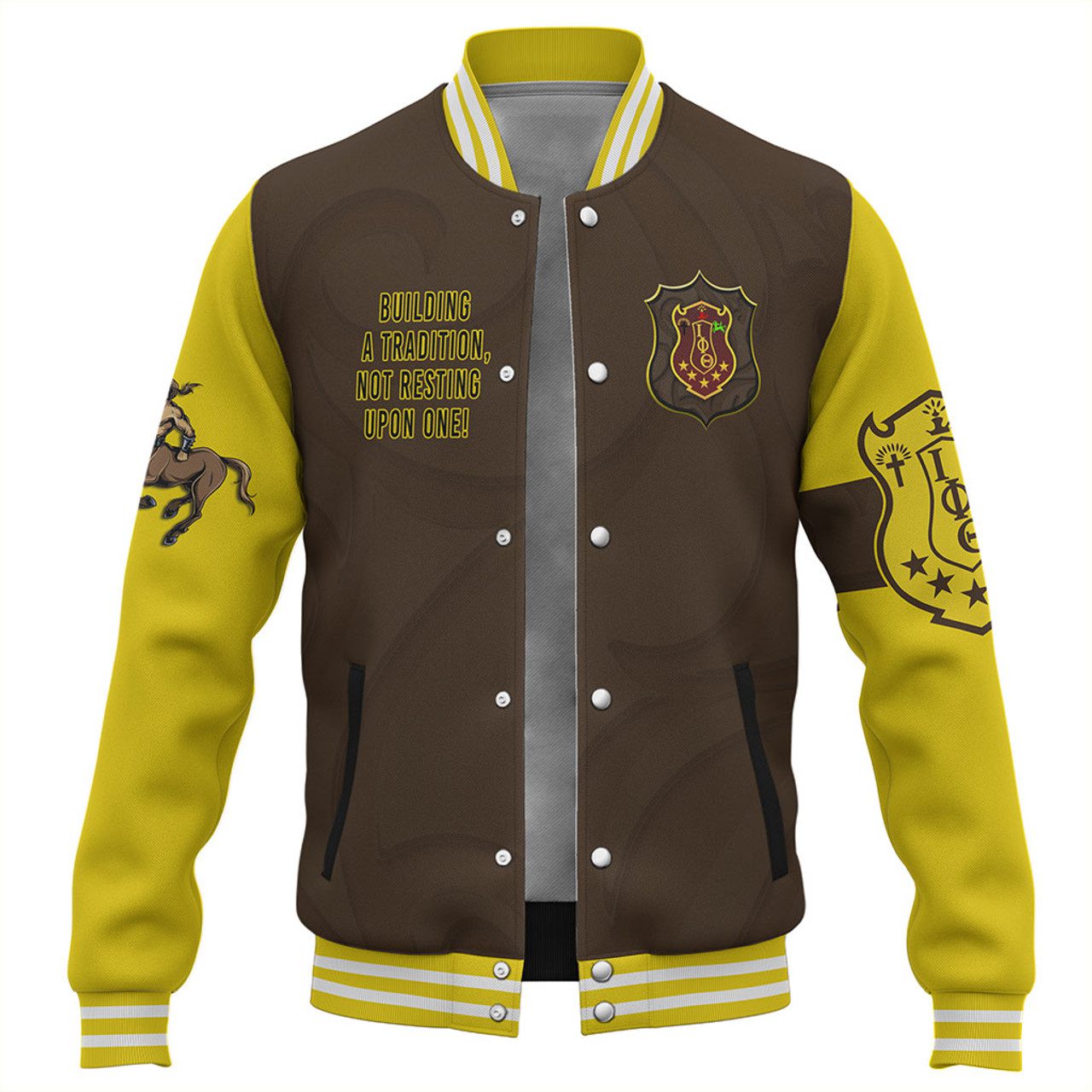 Iota Phi Theta Baseball Jacket Motto