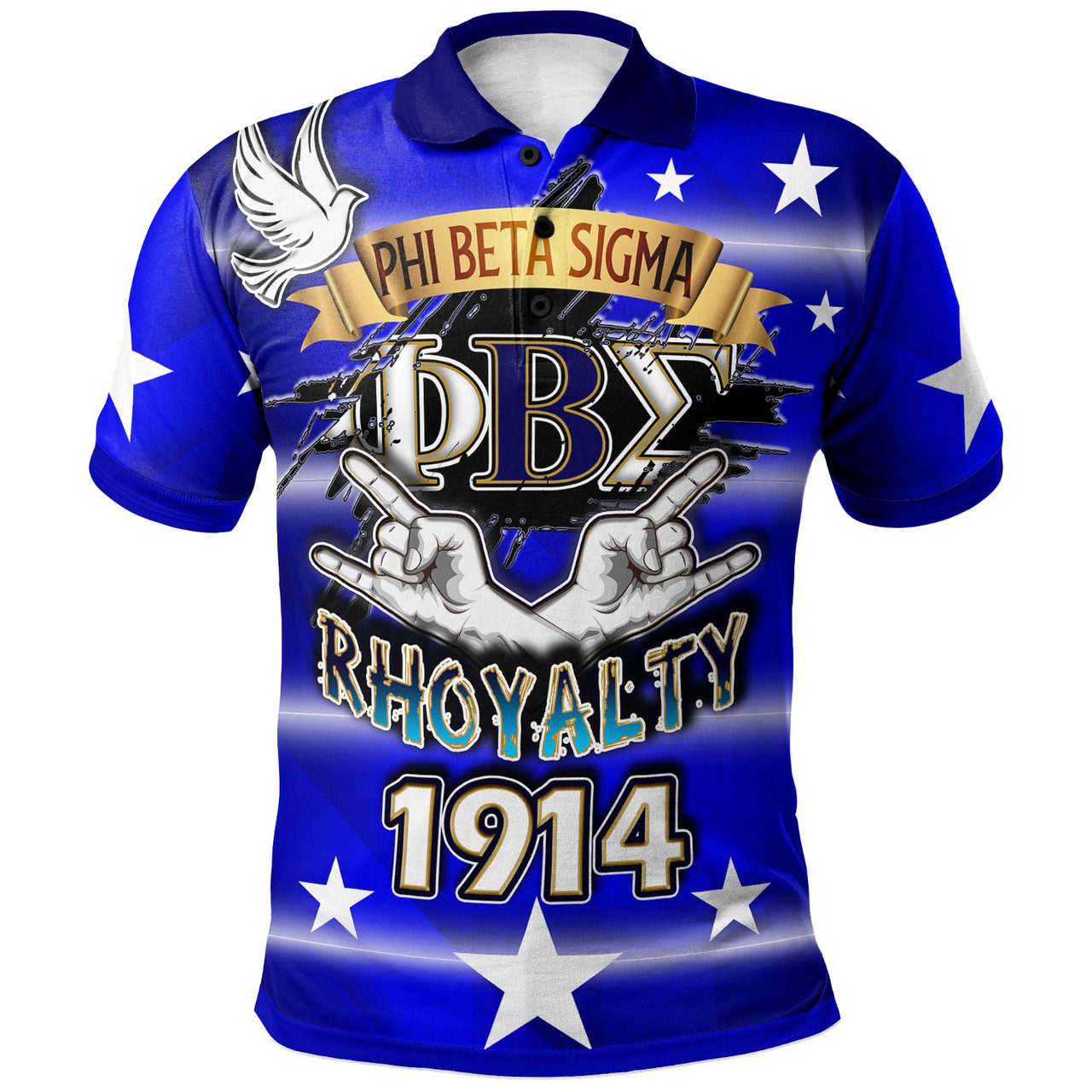 Phi Beta Sigma Polo Shirt – Custom Rhoyalty Dove Bird And Hand 1914 Polo Shirt