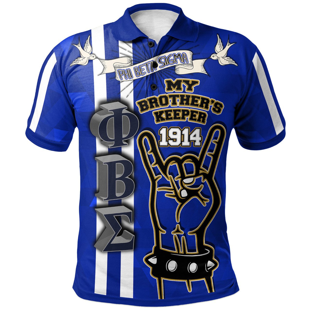 Phi Beta Sigma Polo Shirt – Custom Phi Beta Sigma Hand My Brother’s Keeper 1914 Polo Shirt