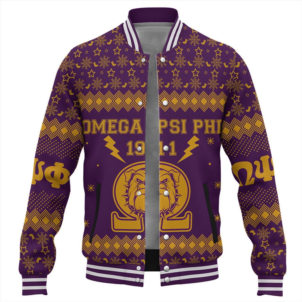 Omega Psi Phi Baseball Jacket Christmas Greek Life