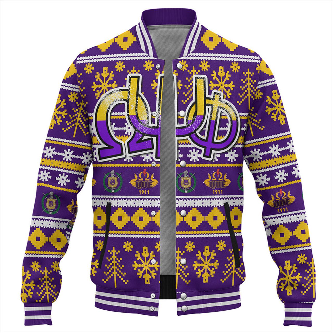 Omega Psi Phi Baseball Jacket Christmas Style Grunge Purple