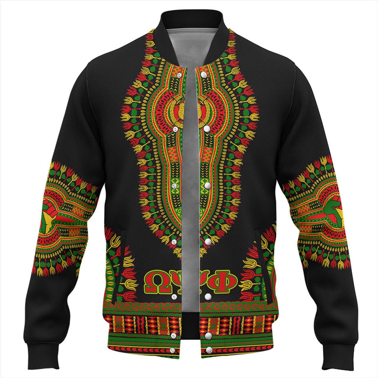 Omega Psi Phi Baseball Jacket Dashiki Juneteenth