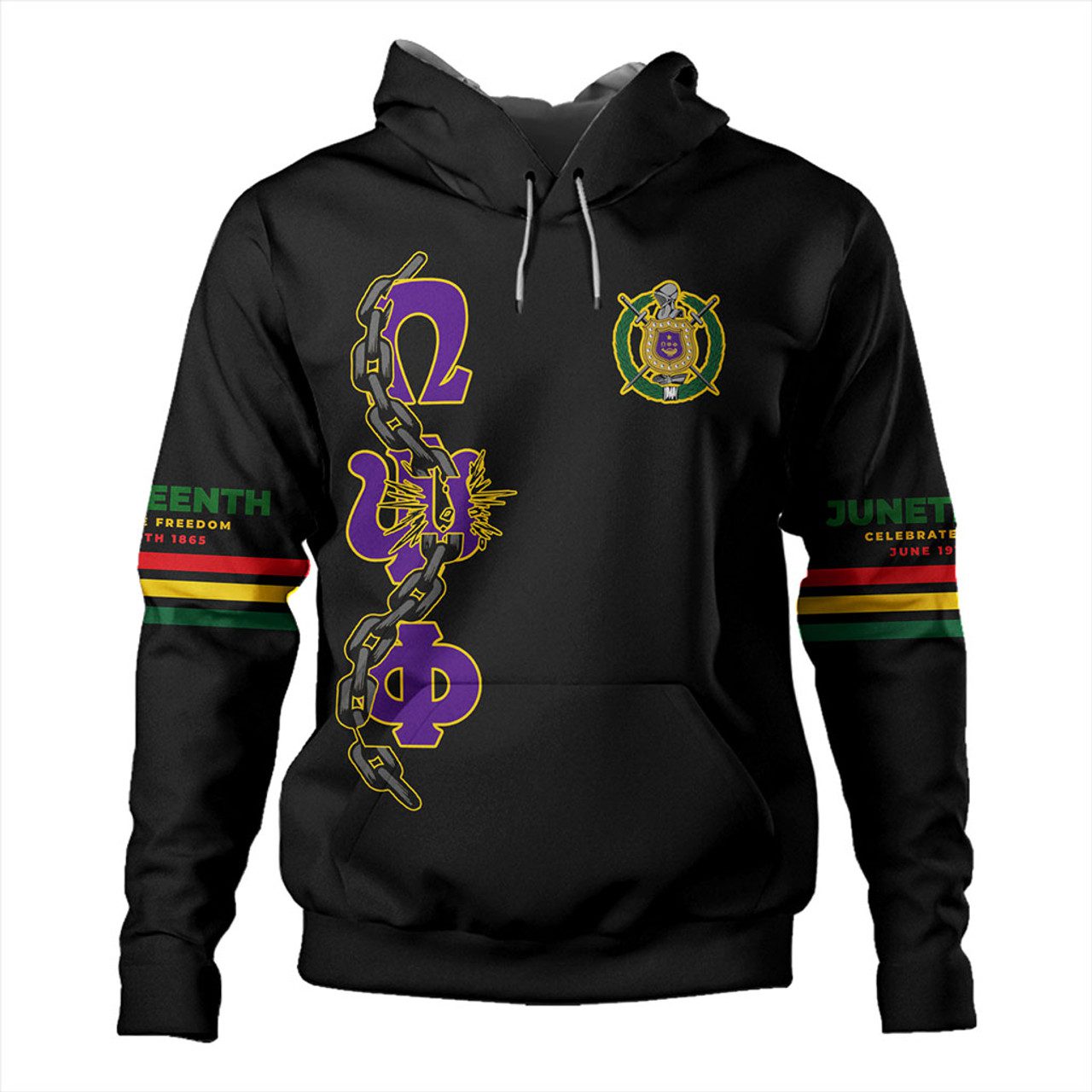 Omega Psi Phi Hoodie Juneteenth Chain Freedom Day