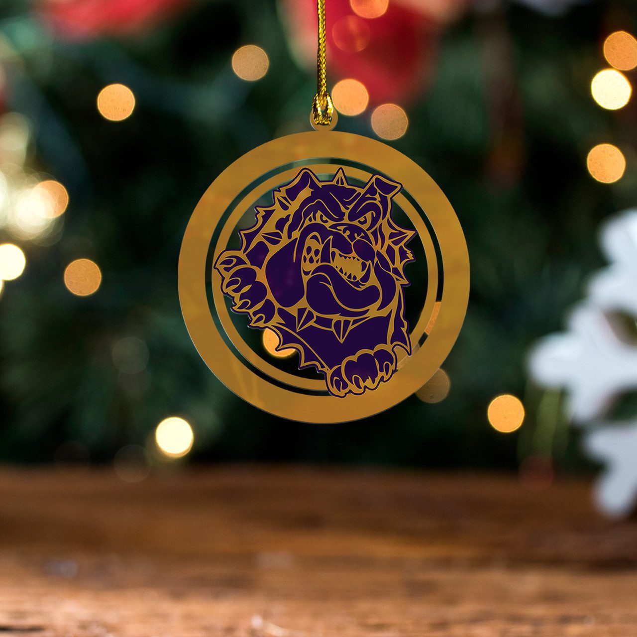 Omega Psi Phi Acrylic Ornament Dog In Circle