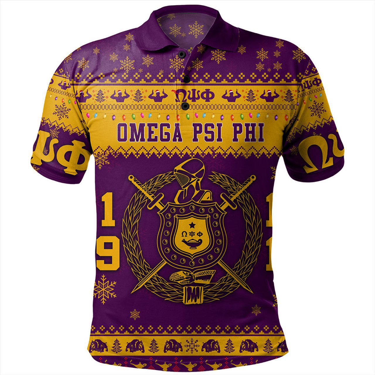 Omega Psi Phi Polo Shirt Christmas Style Pattern
