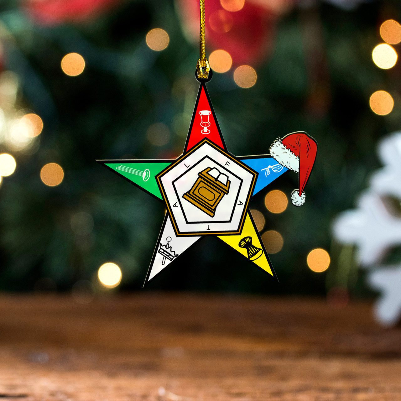 Order of the Eastern Star Acrylic Ornament Christmas Hat Design