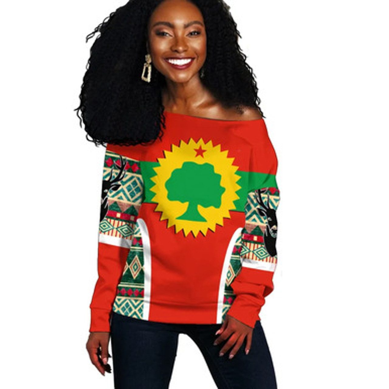 Oromo Off Shoulder Sweater – Africa Pattern Style