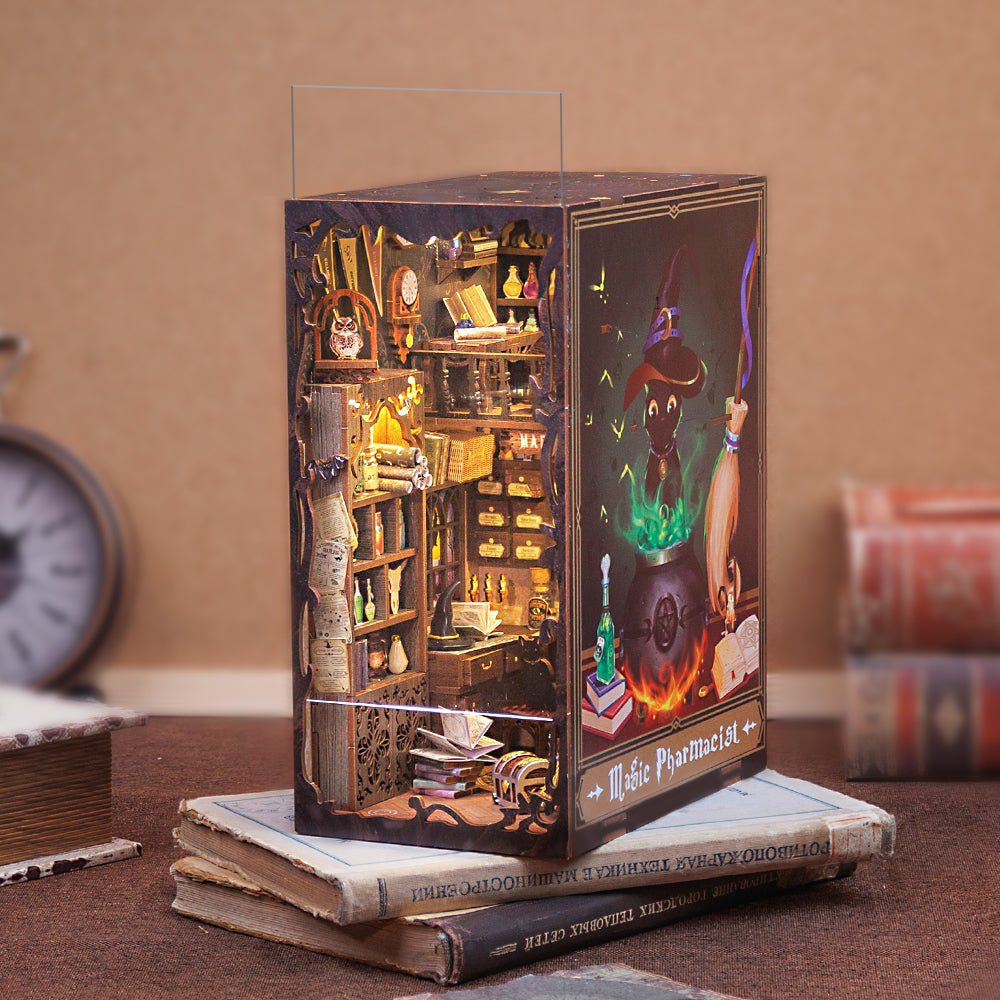 Magic Book Nook Kit 3D Wooden Pulzzle Model Building Decoration Miniature Dollhouse With Dustproof Cover Touch LED Light NTD