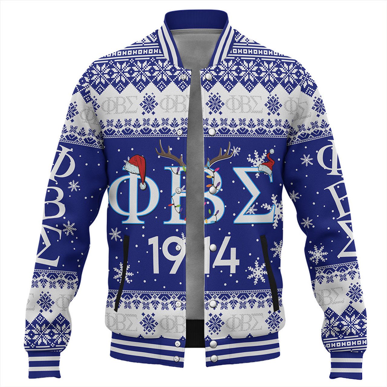 Phi Beta Sigma Baseball Jacket Christmas Symbols Design