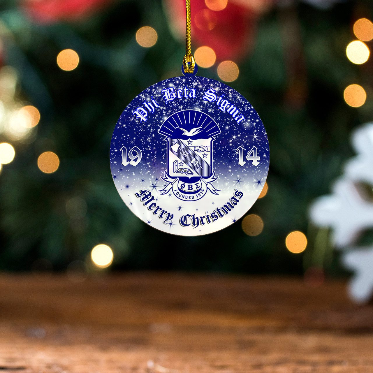 Phi Beta Sigma Acrylic Ornament Merry Christmas