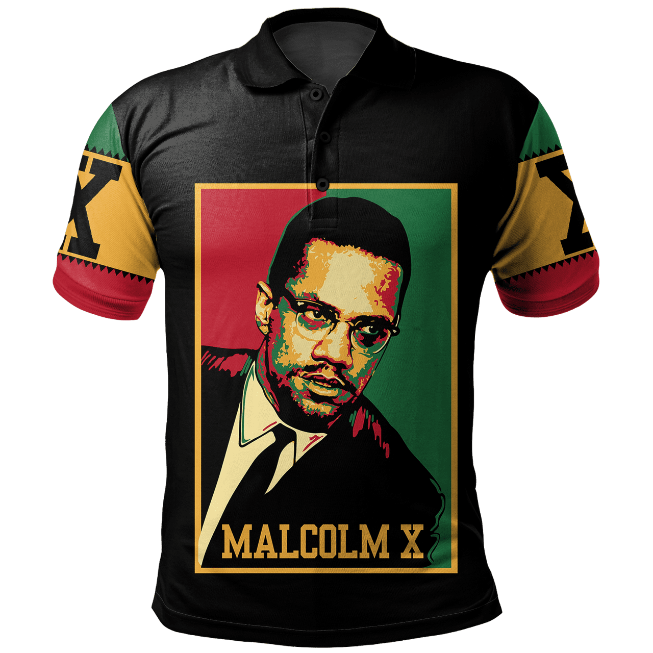 Africa Polo Shirt Malcolm X Retro