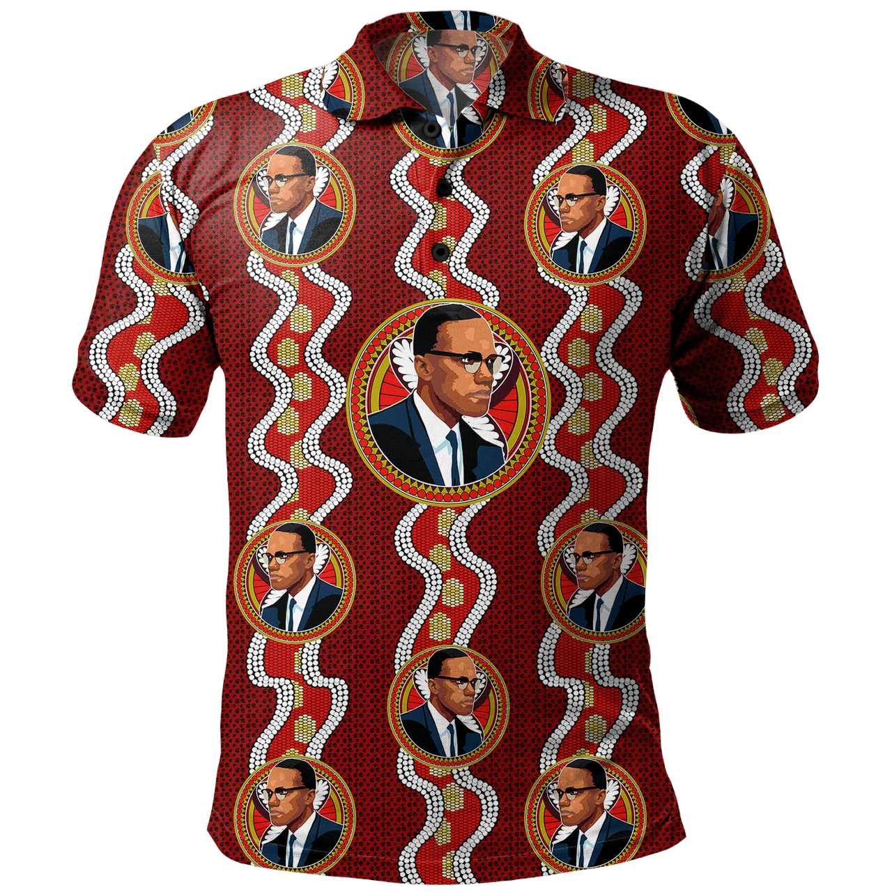 Africa Polo Shirt Malcolm X Fabric
