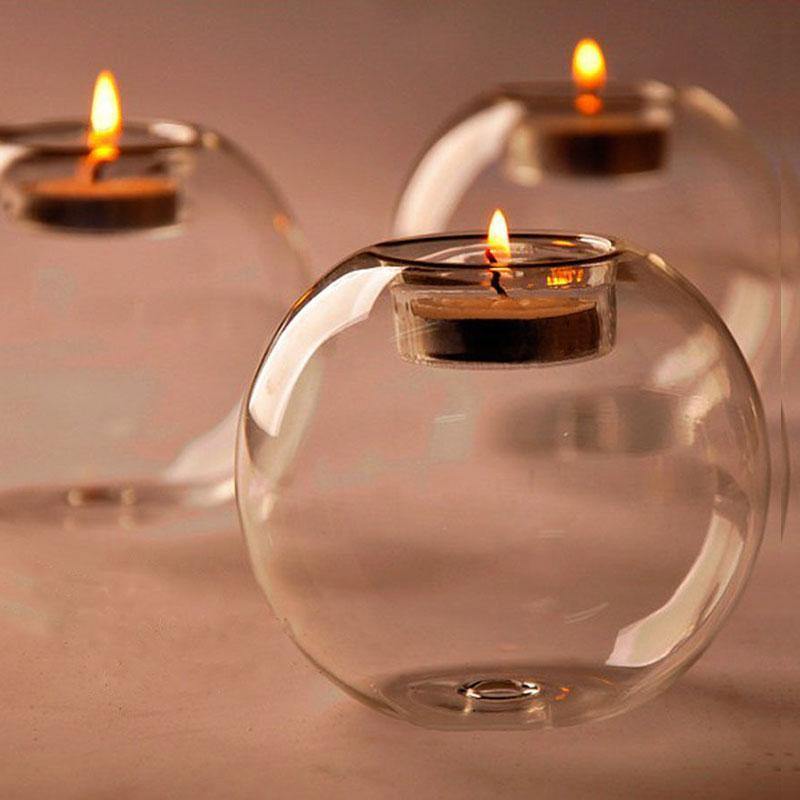 Crystal Ball Glass Tea Light Candle Holder NTD