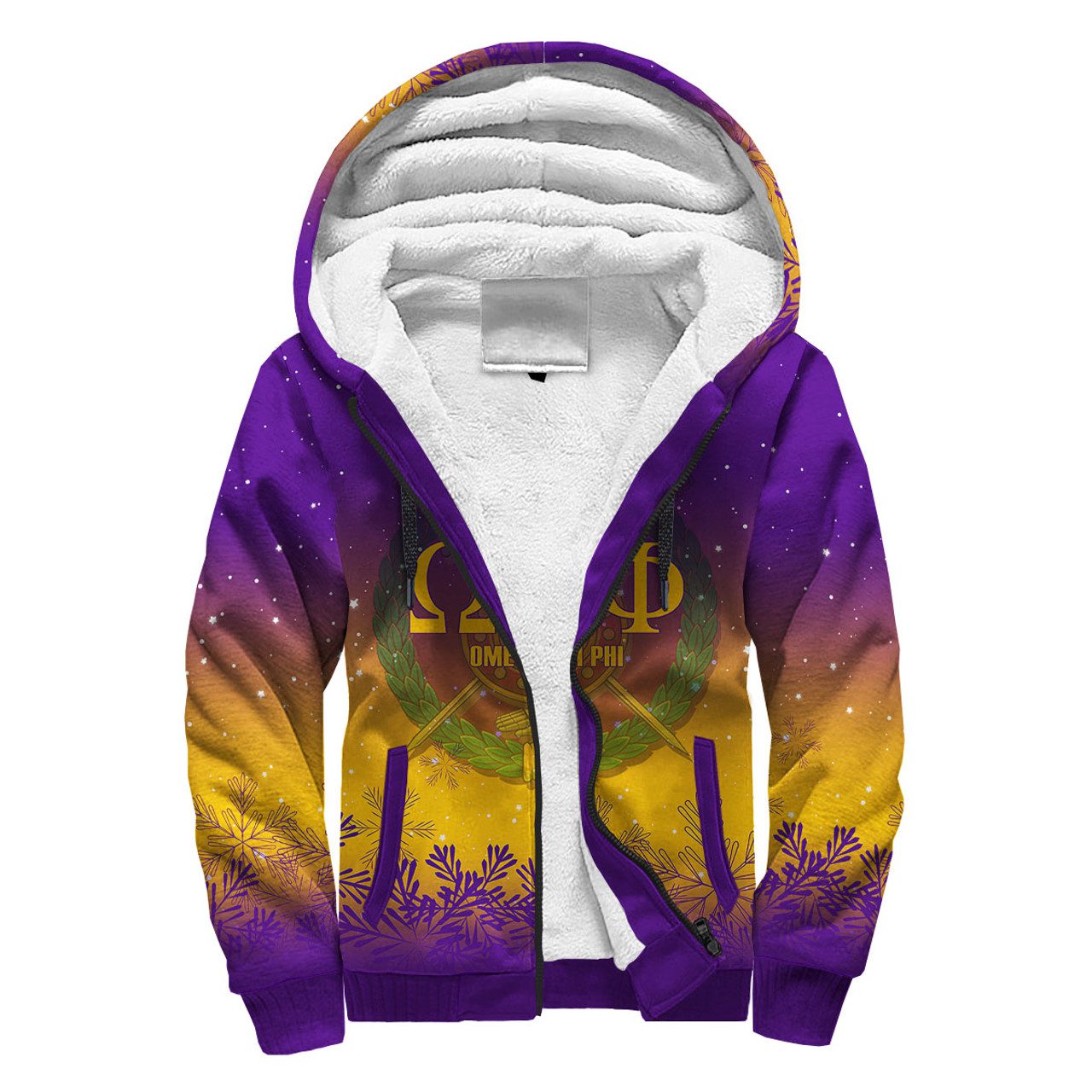 Christmas Omega Psi Phi Sherpa Hoodie – Fraternity Snowflakes Patterns