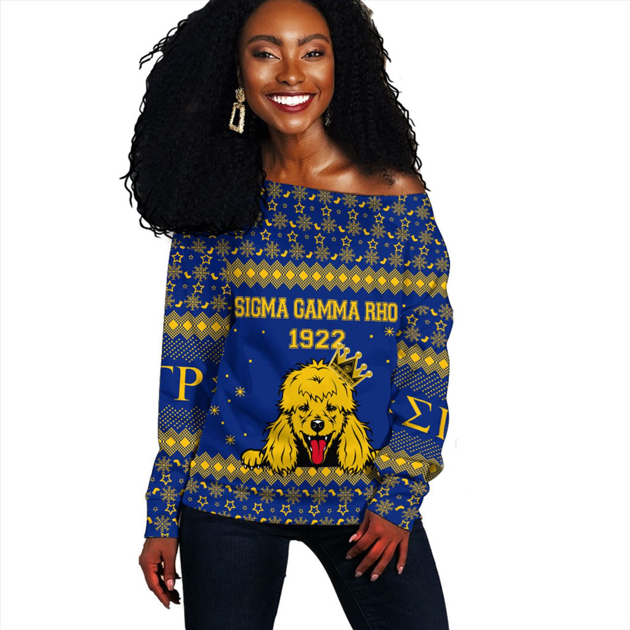 Sigma Gamma Rho Off Shoulder Sweatshirt Christmas Greek Life