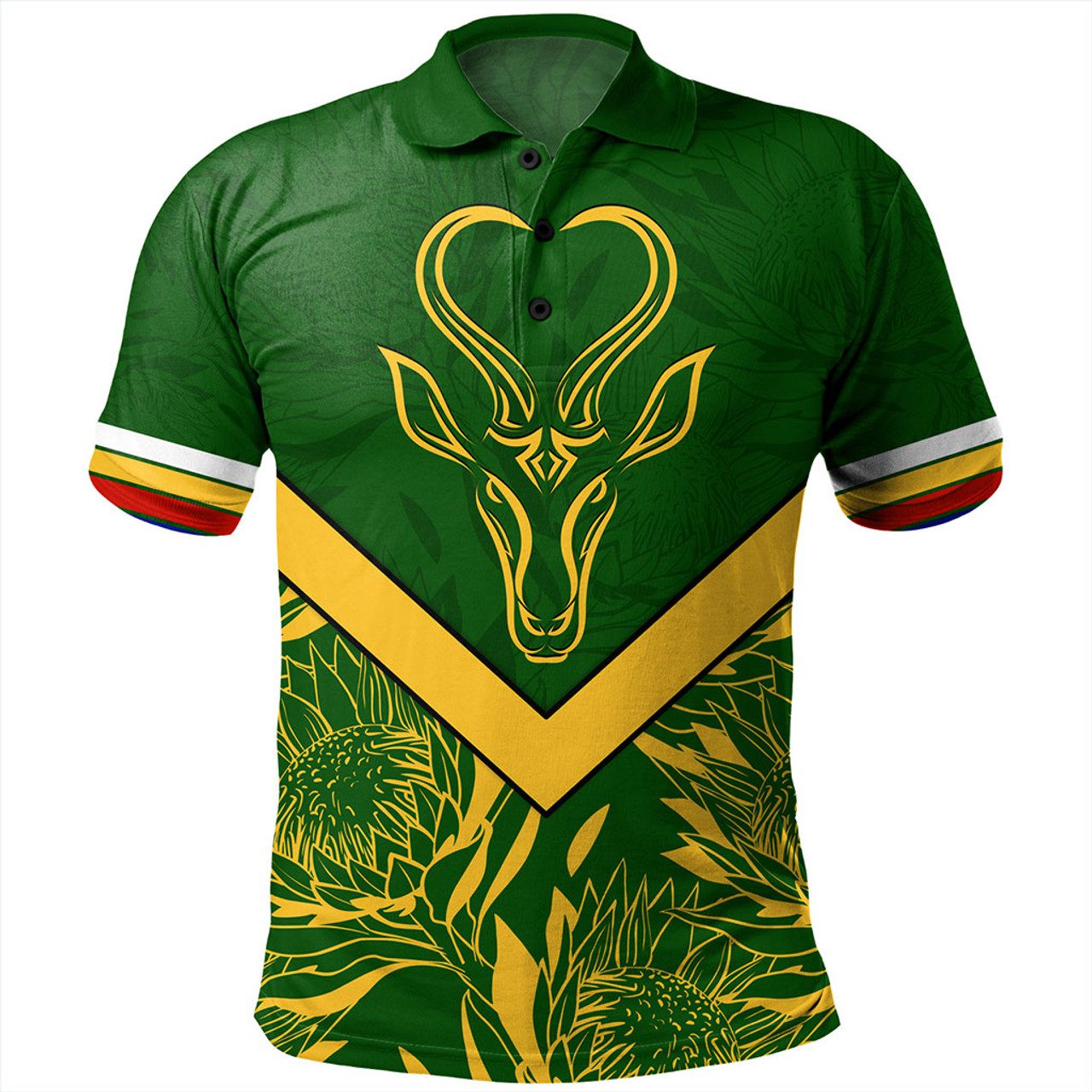 South Africa Polo Shirt Pattern Protea Flower