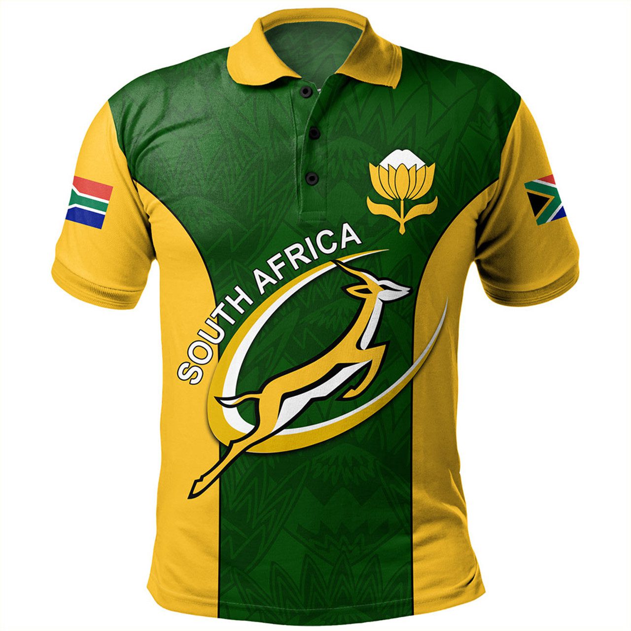 South Africa Polo Shirt Rugby Protea Flower