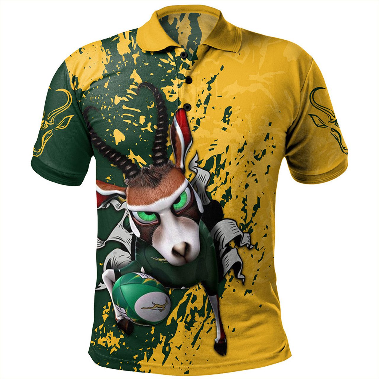 South Africa Polo Shirt Springbuks Mascots Style