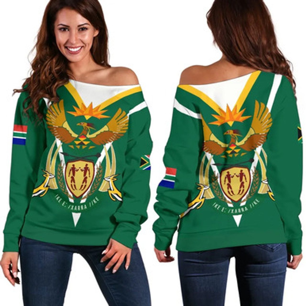 South Africa Women Off Shoulder Sweater Coat Of Arms