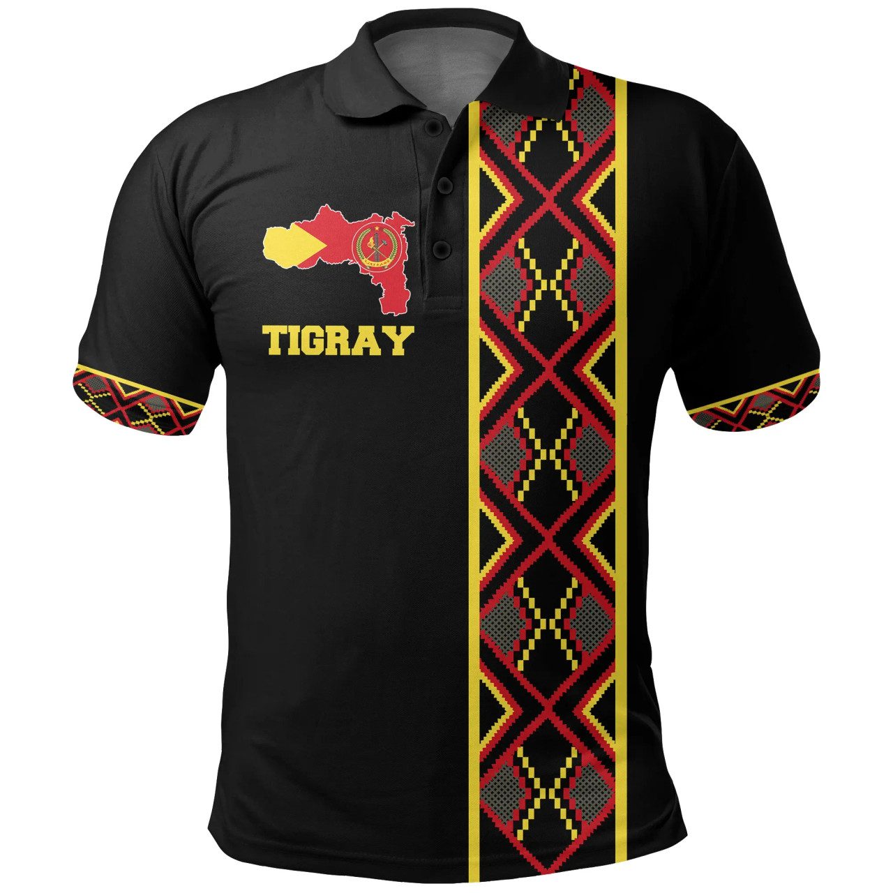 Tigray Polo Shirt – Tigray Maps Africa Pattern Black Polo Shirt