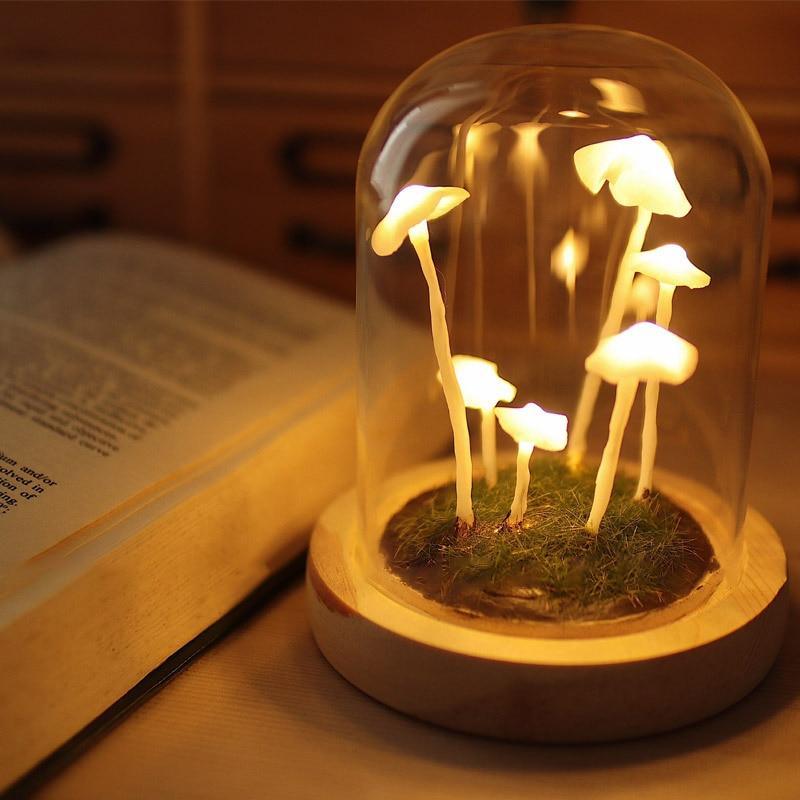 Mushroom Night Light Lamp Desk Light Led Room Decor Lights Handmade Material Pack Action Figures Christmas Toys NTD