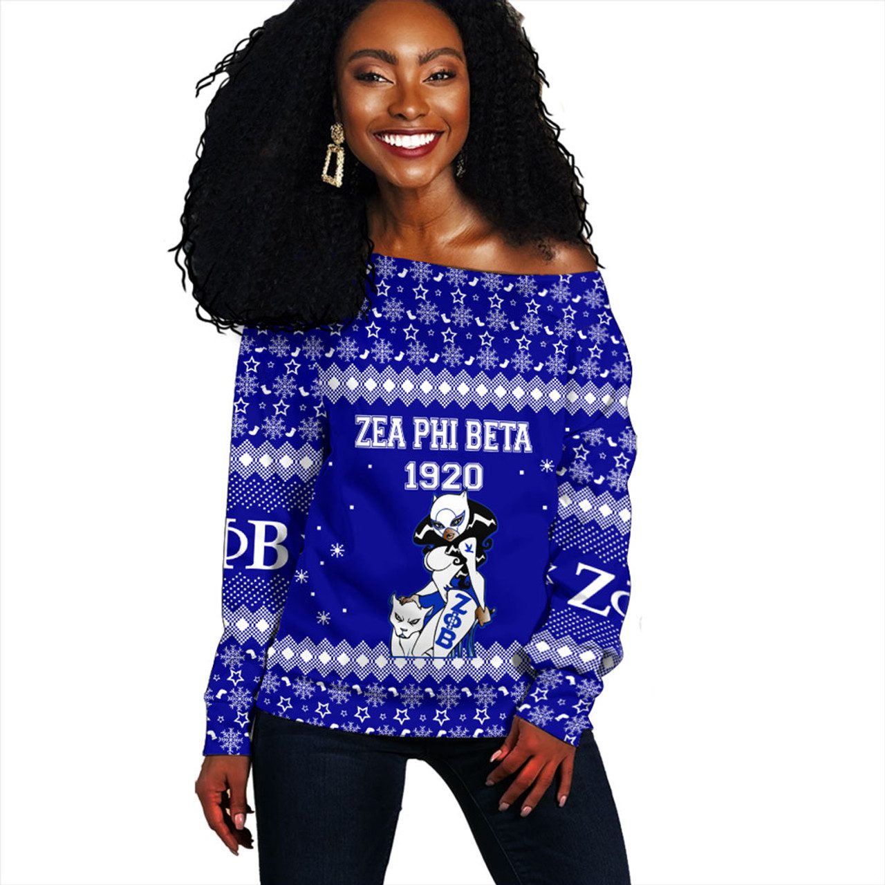 Zeta Phi Beta Off Shoulder Sweatshirt Christmas Greek Life