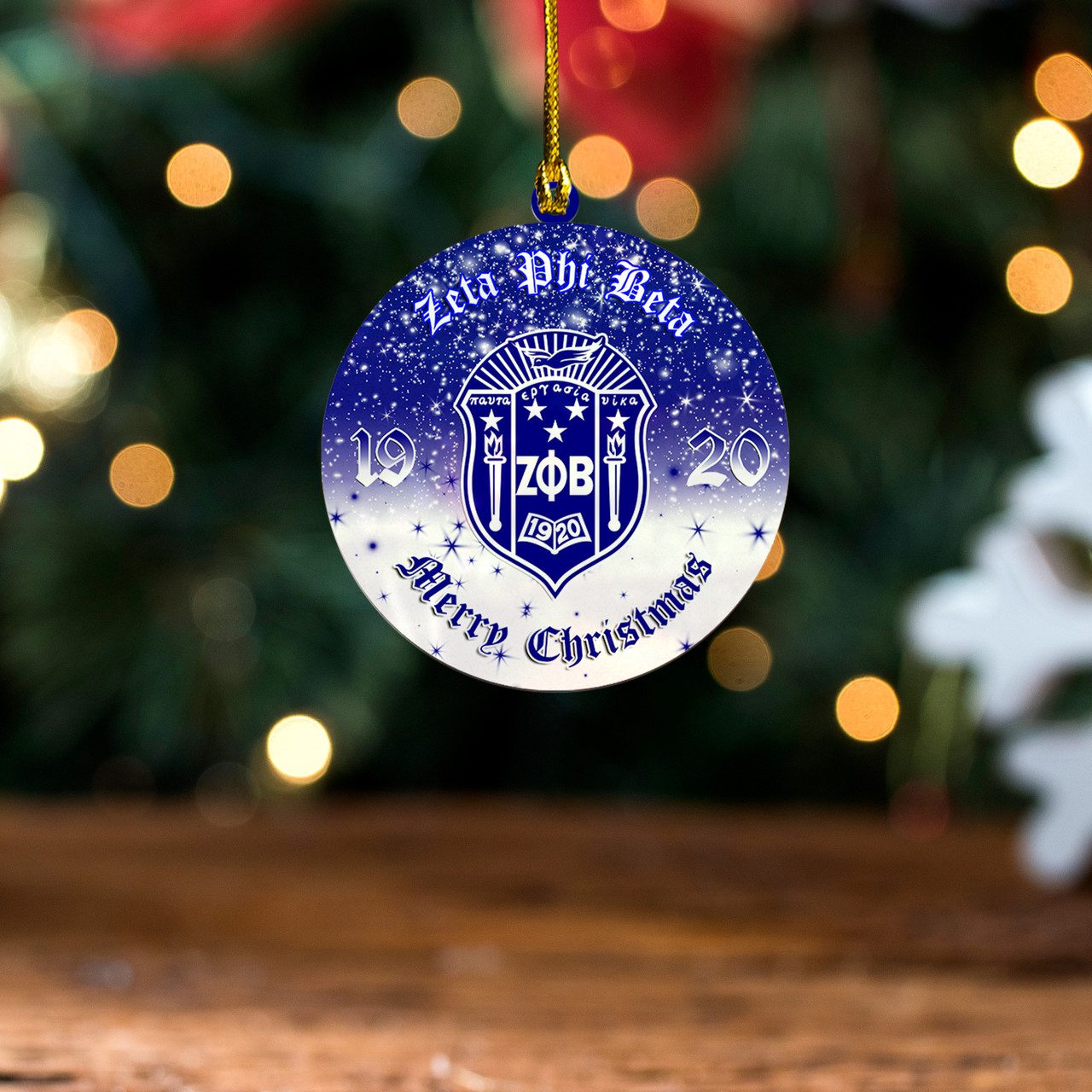 Zeta Phi Beta Acrylic Ornament Merry Christmas
