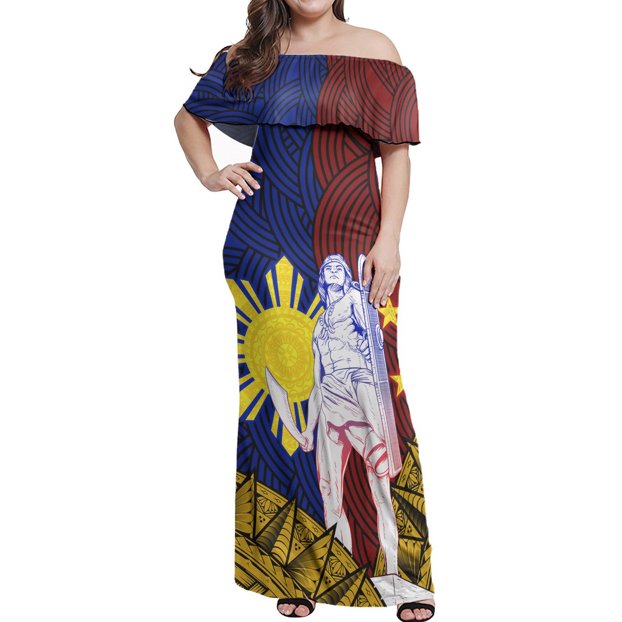 Philippines Filipinos Lapu Lapu Heroes Special Style Women Off Shoulder Long Dress