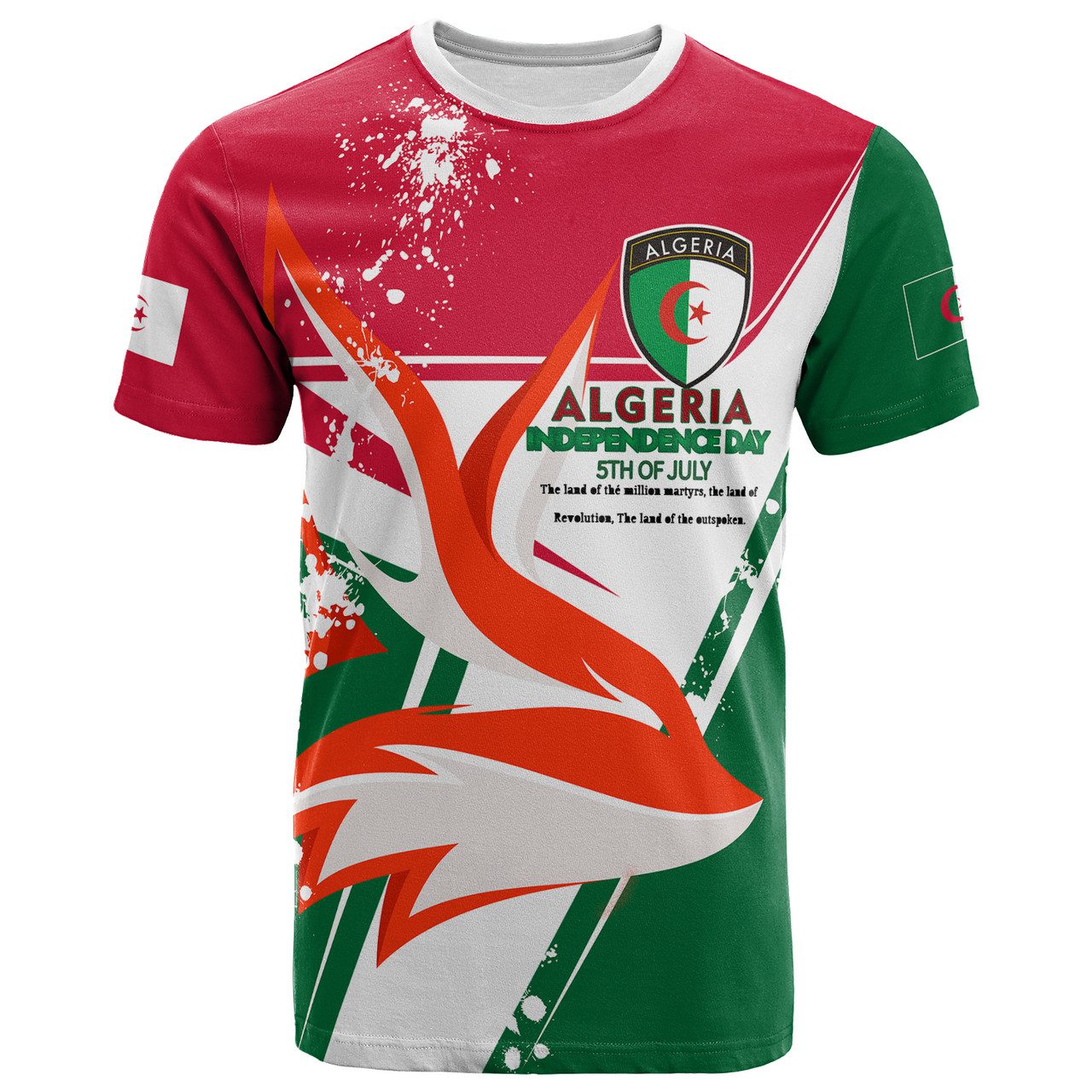 Algeria T-Shirt – Happy Algeria Independence Day Fennec Fox Splash Style T-Shirt