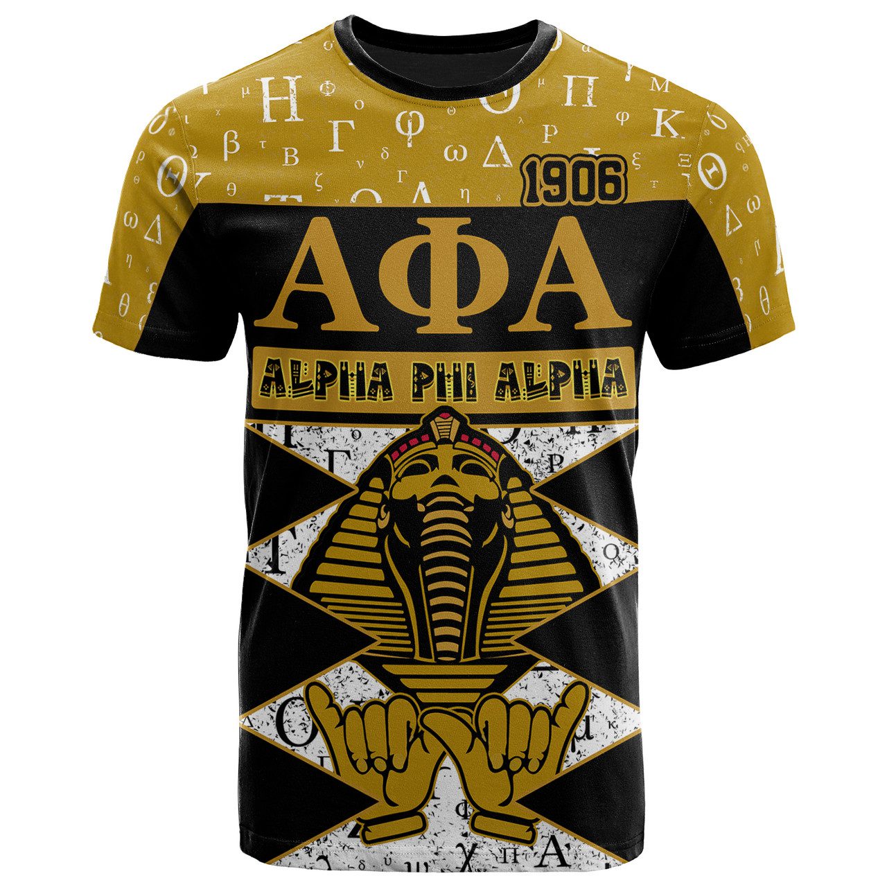 Alpha Phi Alpha T-Shirt – Custom Alpha Phi Alpha Fraternity Greek Alphabet With Hand Sign And Sphinx T-shirt
