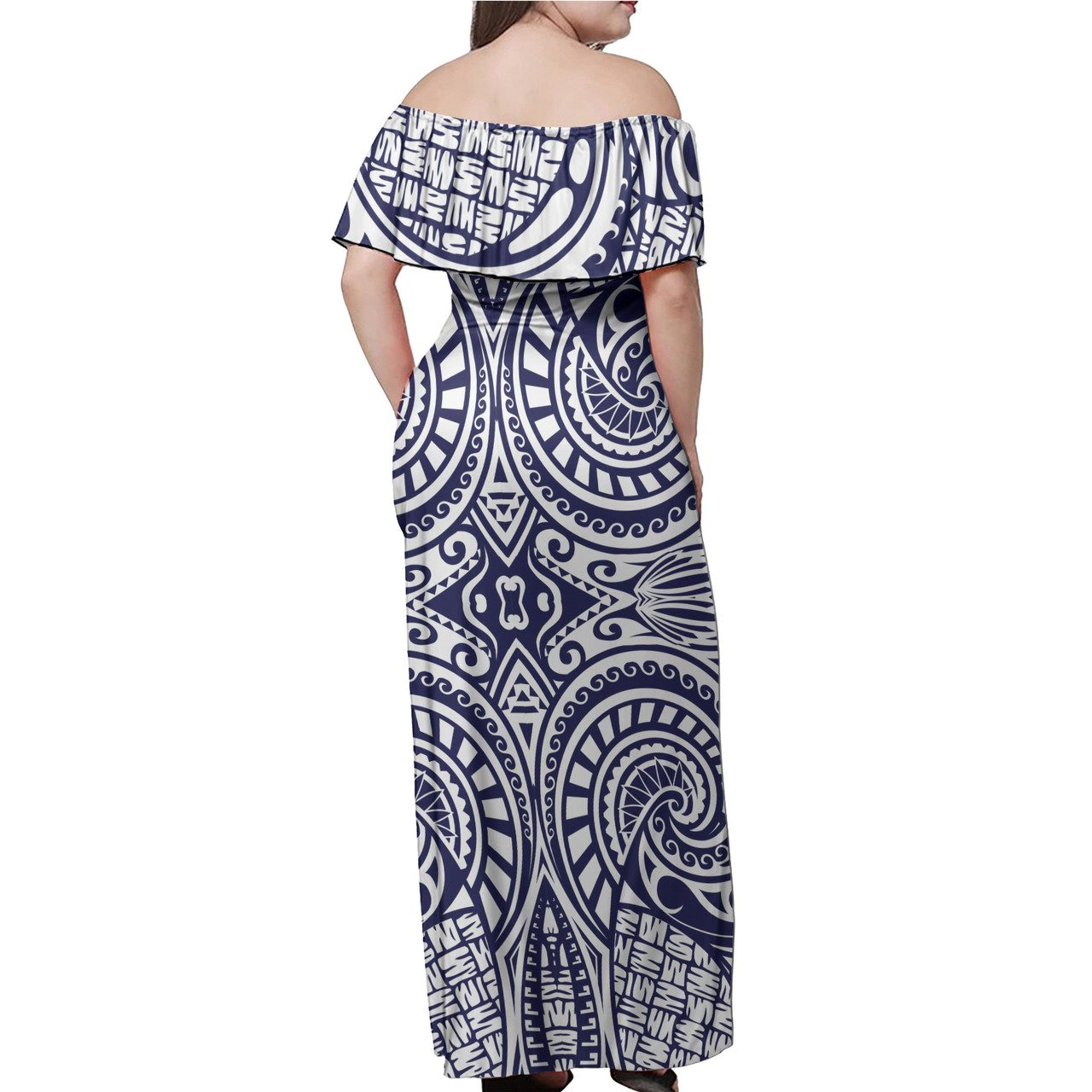 Polynesian Woman Off Shoulder Long Dress – Polynesian Pattern 29