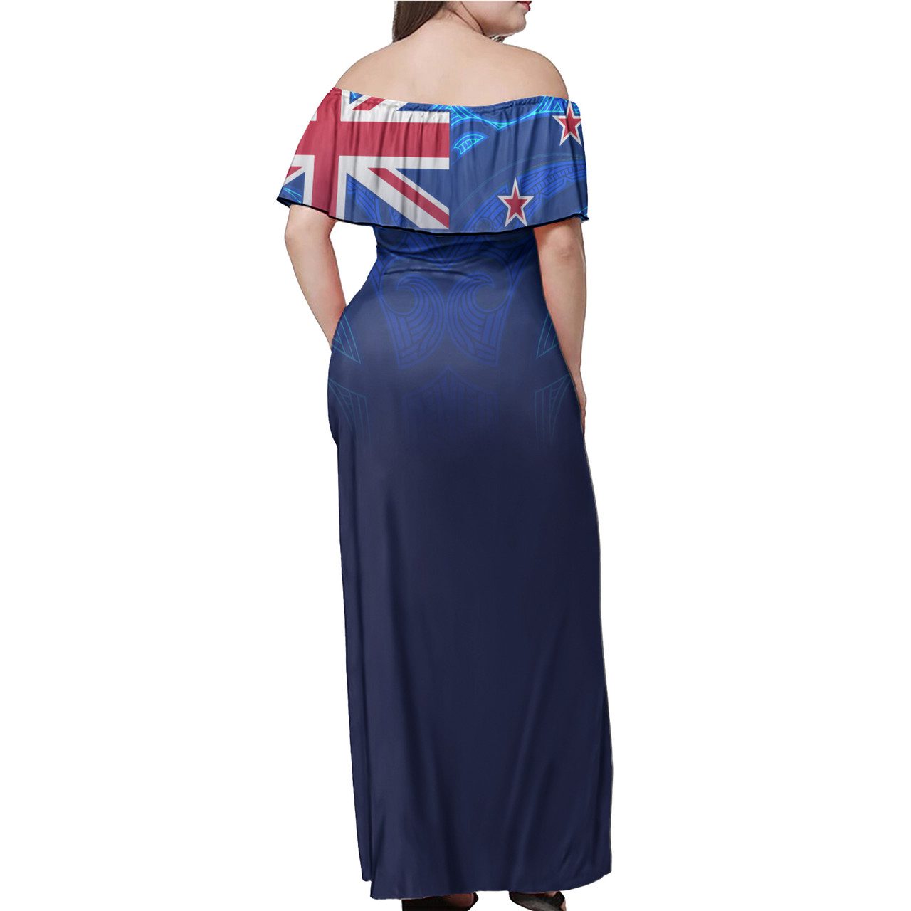 New Zealand Women Off Shoulder Long Dress – Nz Flag Maori Patterns