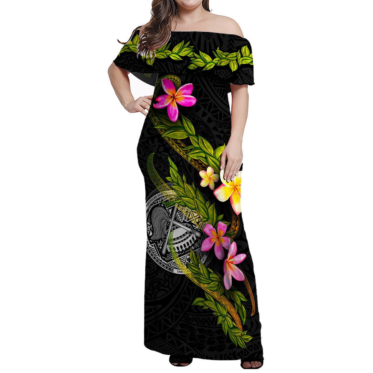 American Samoa Women Off Shoulder Long Dress – Plumeria Tribal