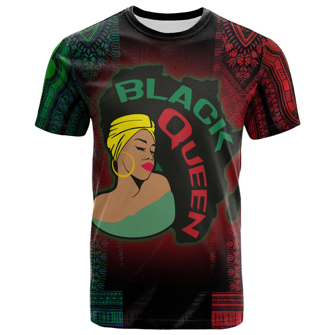 African Woman T-Shirt – Custom Black Queen Dashiki Patterns T-Shirt