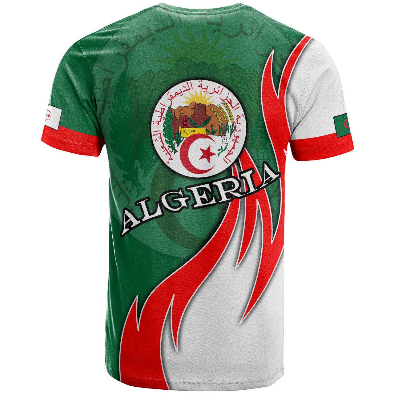Algeria T-Shirt – Custom Algeria Coat Of Arms Fire Style T-Shirt