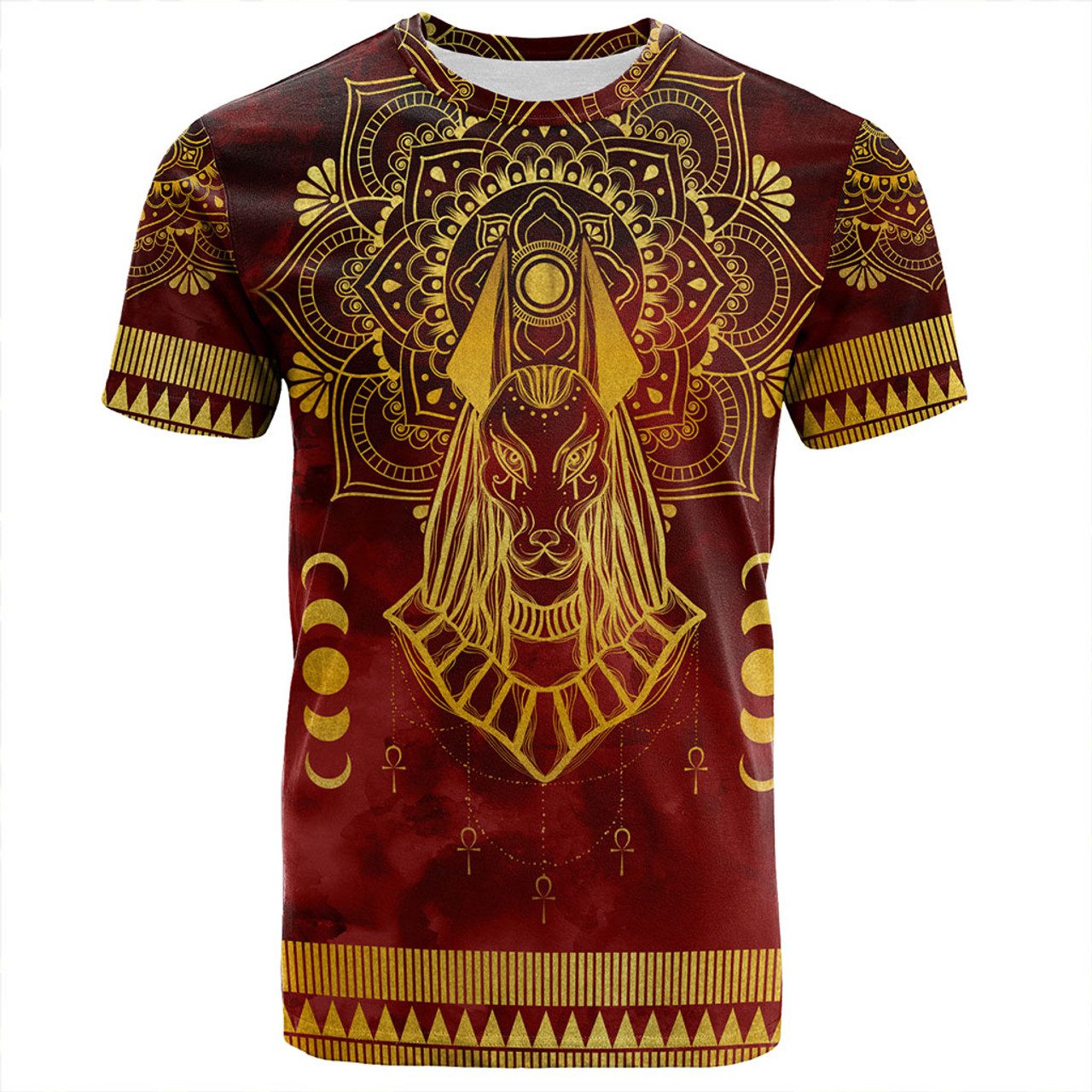 Egyptian T-Shirt Anubis Pattern In Red
