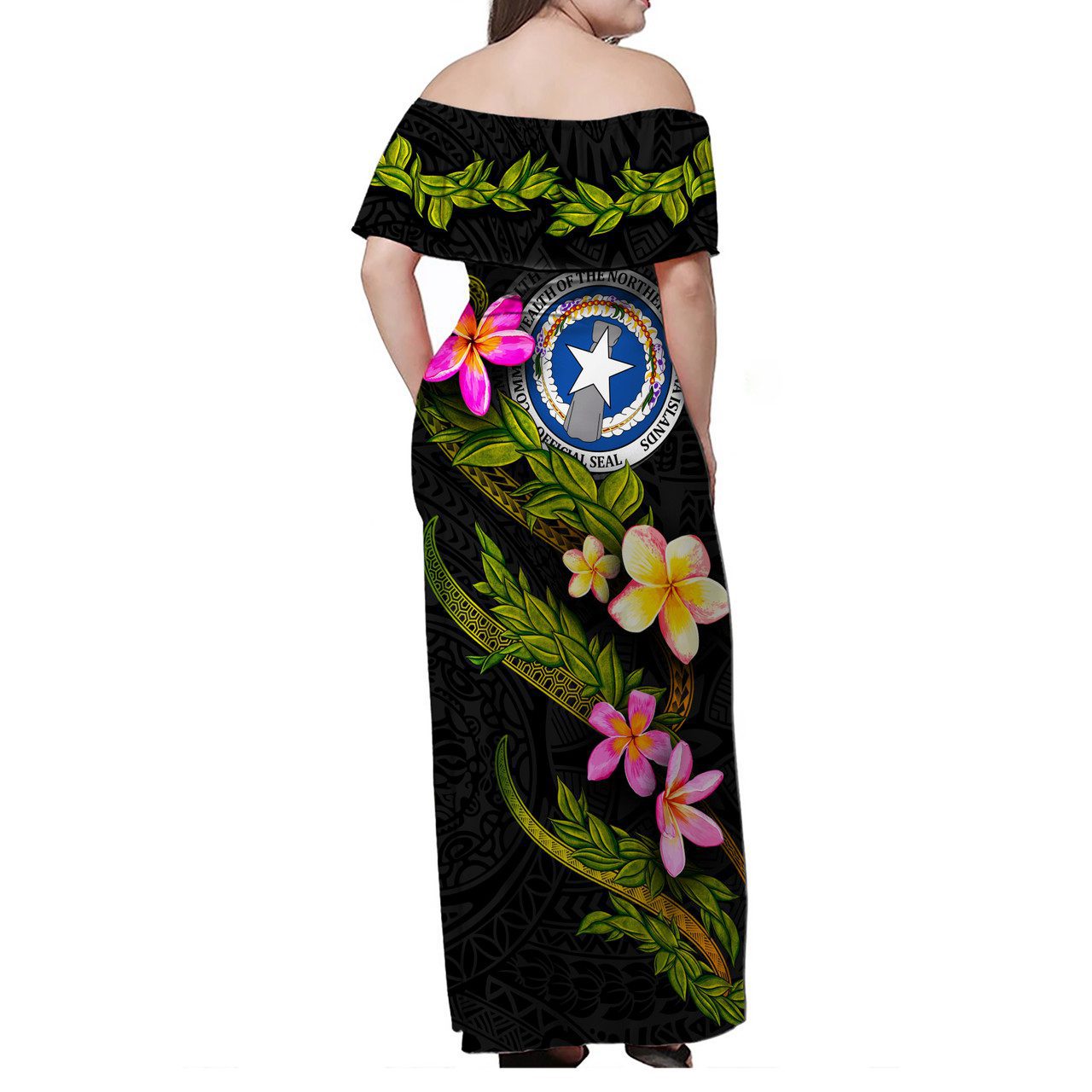 Northern Mariana Islands Women Off Shoulder Long Dress – Plumeria Tribal